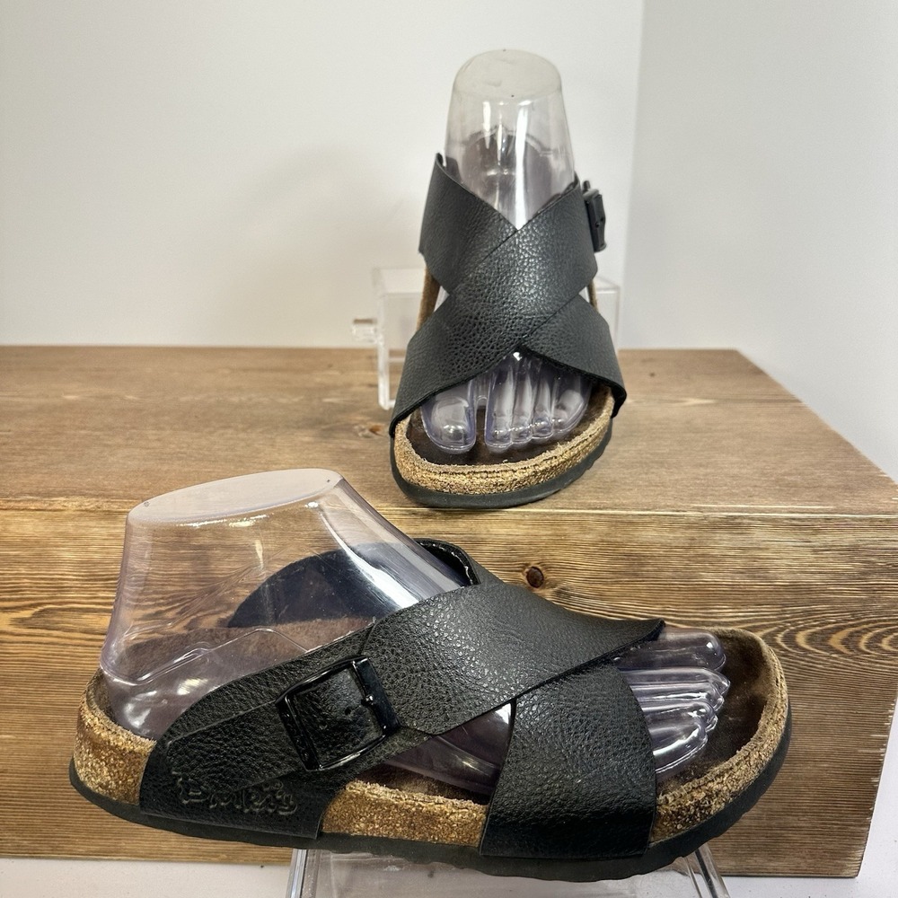Birkenstock Black Crisscross Buckle Cork Sandals
